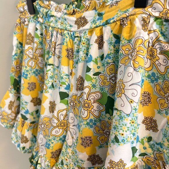 Wild Fable High-Waisted Flutter Shorts Womens Size Small Green Floral Yellow - Picture 5 of 11